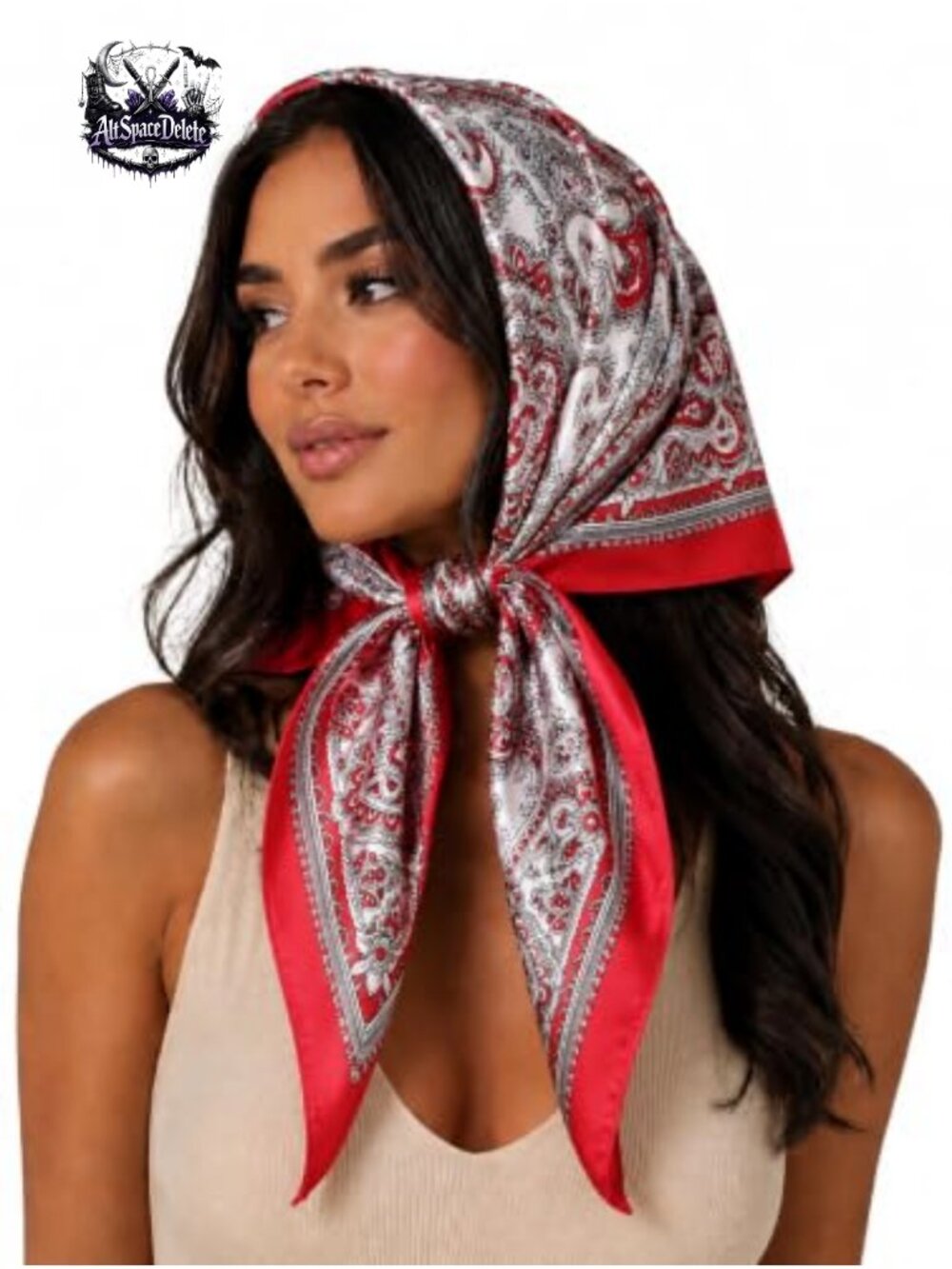 35" Silk Head Scarf Polyester Satin Paisley Hair Neck Bandana